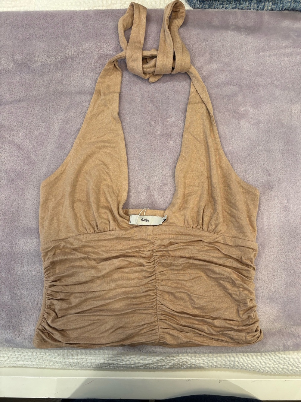 Tan Halter Crop Top
